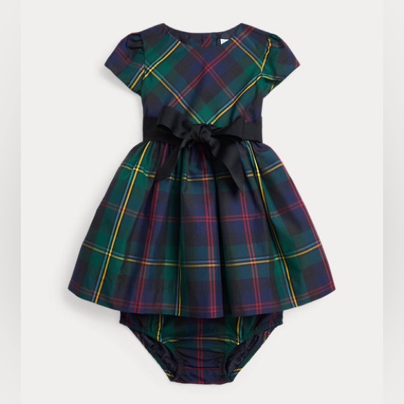 NWT Polo Ralph Lauren Plaid Fit-and-Flare Dress & Bloomer baby girl - Picture 1 of 4